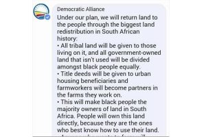 Politieke party in SA het elke een sy eie idee hoe herverdeling van gesteelde land moet geskied - DA wil die land aan swart mense gee